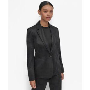 DKNY Petite Ponte One-Button Blazer Black Size 14P MSRP $159